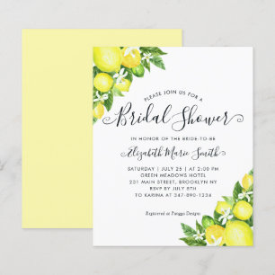 Budget Bridal Shower Lemon Citrus Chic Invitation