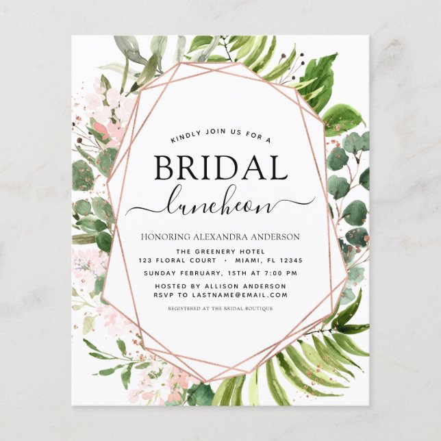 Budget Bridal Shower Luncheon Greenery Eucalyptus Flyer (Front)