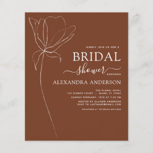 Budget Bridal Shower Minimalist Botanical Floral Flyer