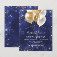 Budget Bridal Shower navy blue gold balloons