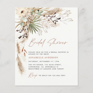 budget Bridal shower pampas grass  boho invitation Flyer