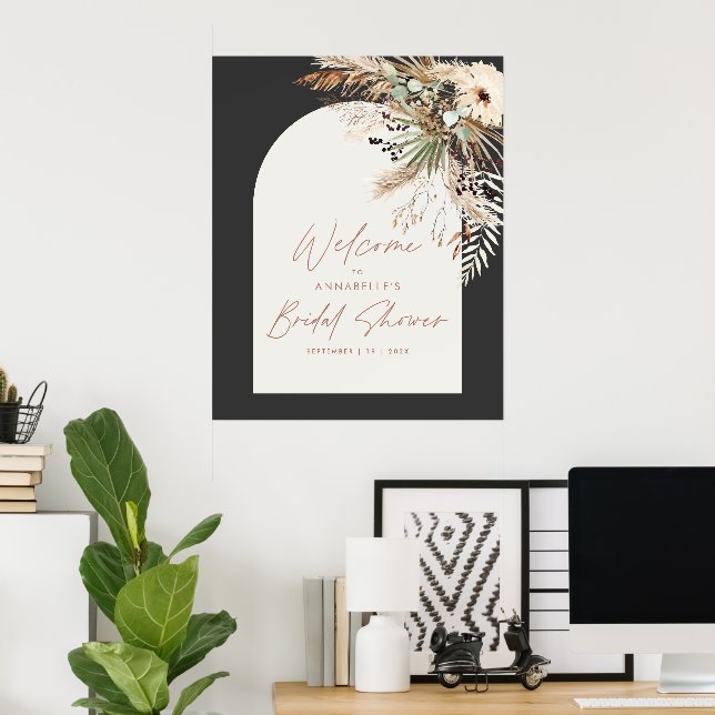 Budget bridal shower pampas grass modern elegant p poster (Home Office)