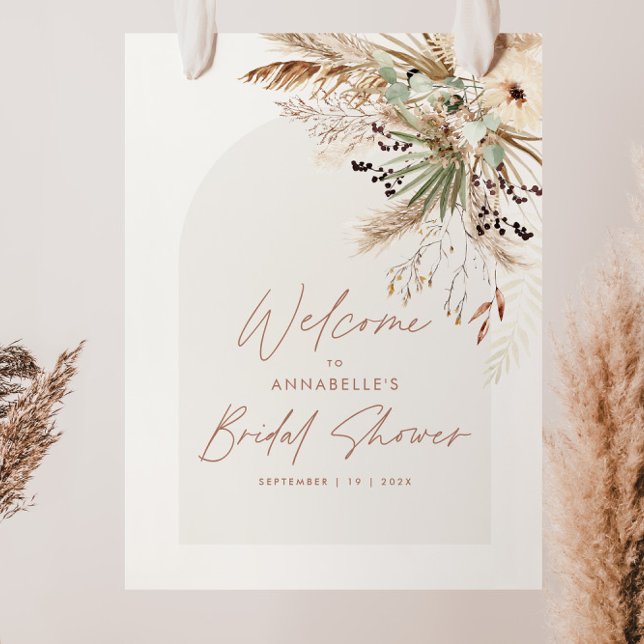 Budget bridal shower pampas grass modern elegant poster (Creator Uploaded)