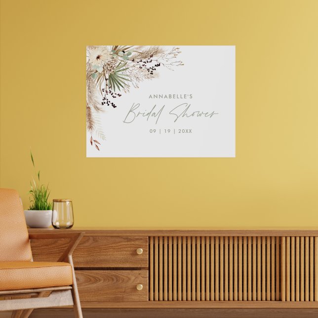 Budget Bridal shower pampas grass modern elegant Poster (Living Room 2)