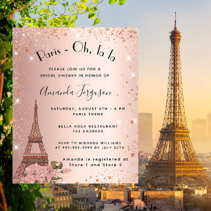 Budget bridal shower Paris rose gold invitation Flyer
