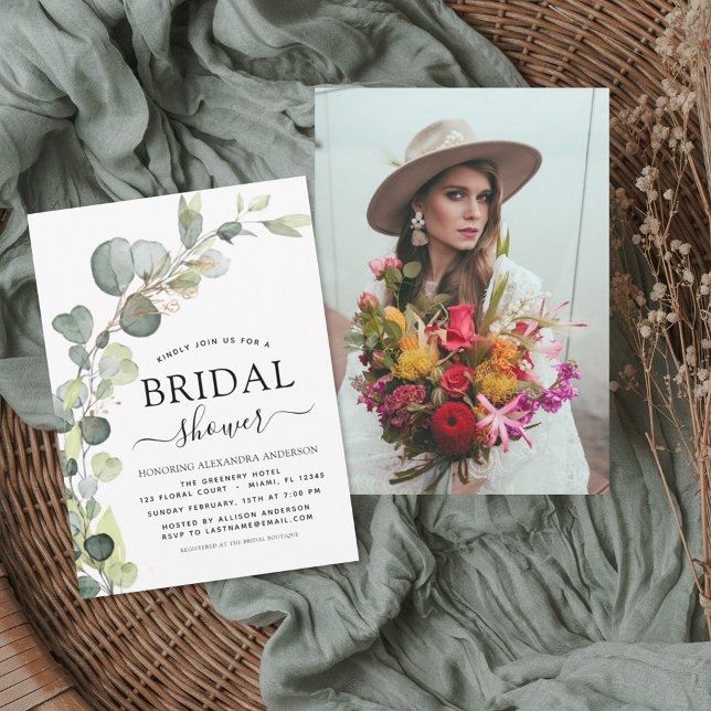 Budget Bridal Shower Photo Eucalyptus Invitation Flyer (Creator Uploaded)