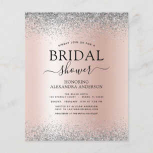 Budget Bridal Shower Pink Glitter Rose Gold Silver