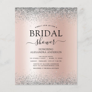 Budget Bridal Shower Pink Glitter Rose Gold Silver Flyer