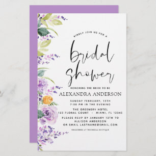 Budget Bridal Shower Purple Greenery Invitation