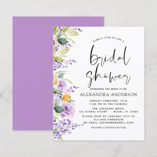 Budget Bridal Shower Purple Greenery Invitation