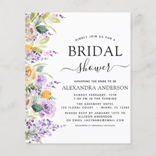 Budget Bridal Shower Purple Greenery Invitation Flyer