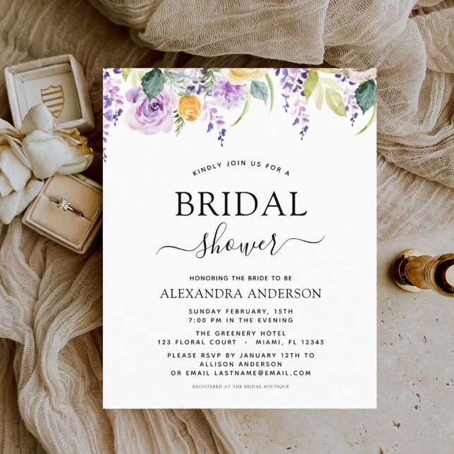 Budget Bridal Shower Purple Wildflower Botanical (Creator Uploaded)