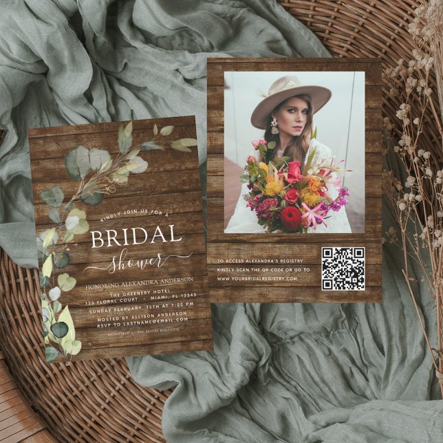 Budget Bridal Shower QR Code Rustic Invitation (Creator Uploaded)