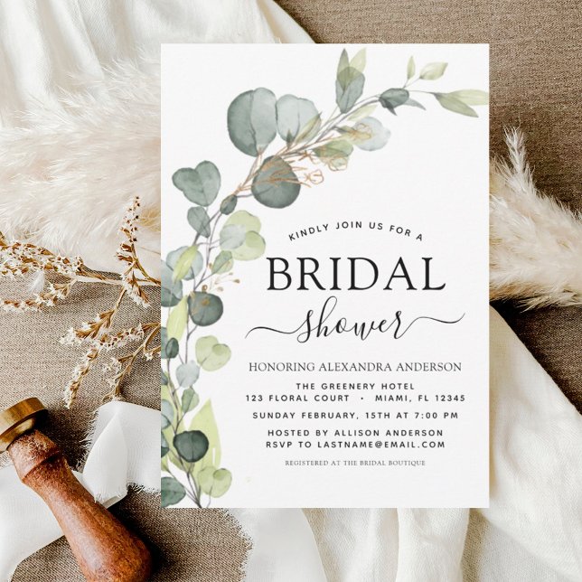 Budget Bridal Shower Rustic Eucalyptus Invitation (Creator Uploaded)