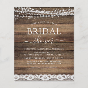 Budget Bridal Shower Rustic Farmhouse Invitation Flyer