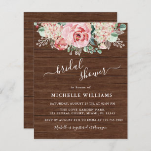 Budget Bridal Shower Rustic Wood Pink Floral