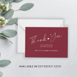 Budget bridal shower script burgundy thank you not card<br><div class="desc">Simple trendy modern dark red burgundy bridal shower thank you note card featuring a chic handwriting calligraphy script with a small heart. Personalise it with your text and name! Please note that the background colour can be changed to match your wedding colour scheme. If comfortable doing it, you can change...</div>