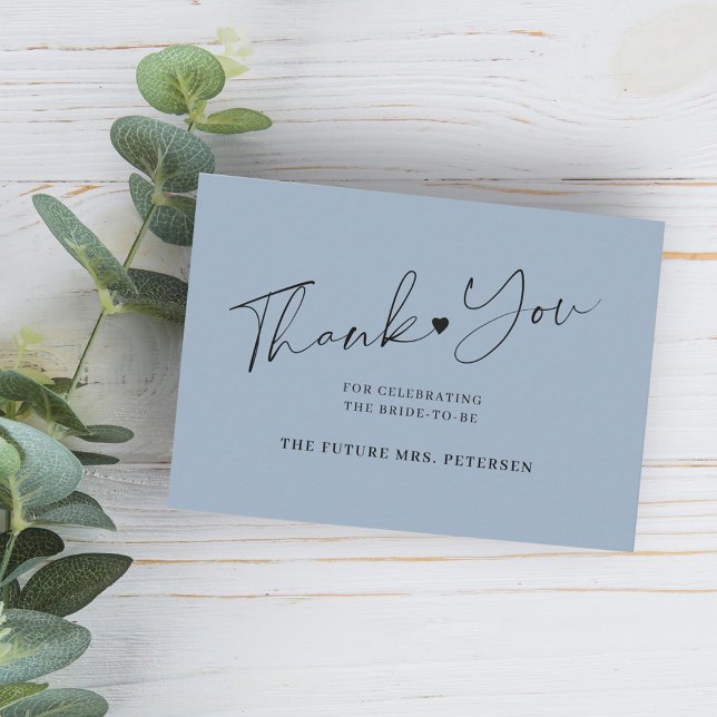 Budget bridal shower script dusty blue thank you card (Creator Uploaded)