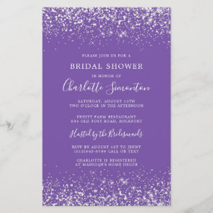 Budget Bridal Shower Silver Purple Invitation