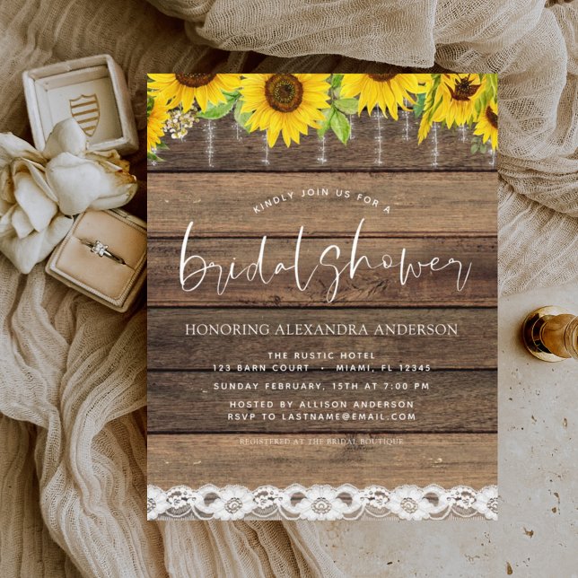 Budget Bridal Shower Sunflower Rustic Invitation (Creator Uploaded)