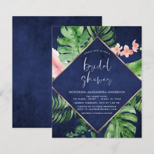 Budget Bridal Shower Tropical Palm Navy Blue