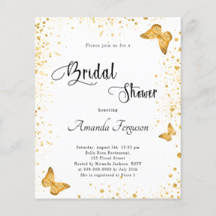 Budget Bridal Shower white gold butterfly invite