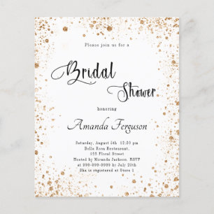 Budget Bridal Shower white gold glitter invitation