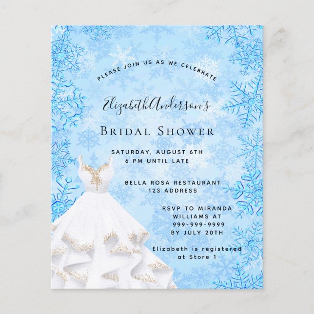 Budget Bridal Shower winter wonderland invitation (Front)