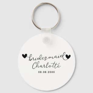 BUDGET Bridesmaid Bridal Party Gifts Black White Key Ring