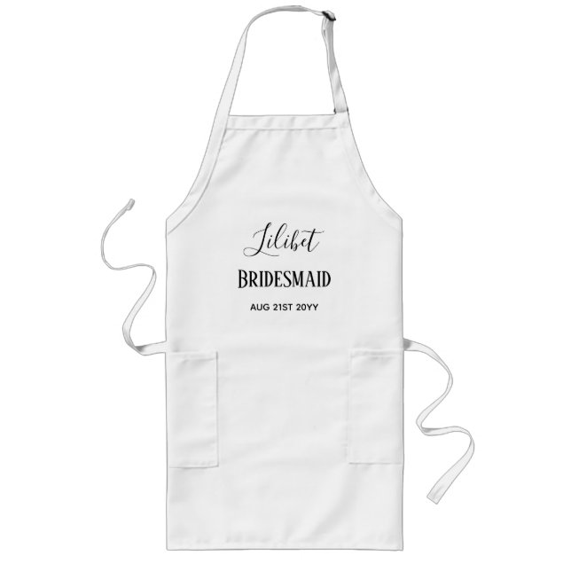 BUDGET Bridesmaid Bridal Party Gifts Black White Long Apron (Front)
