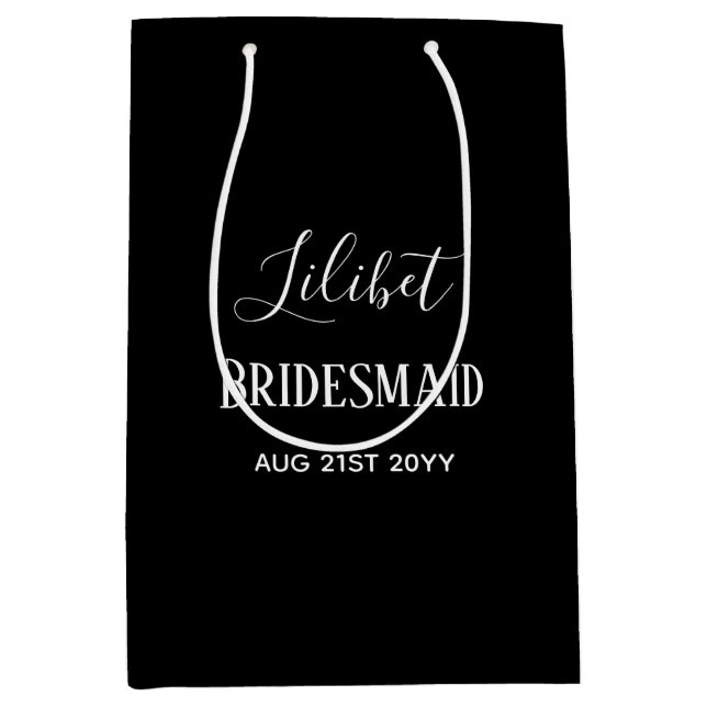 BUDGET Bridesmaid Bridal Party Gifts Black White Medium Gift Bag (Front)