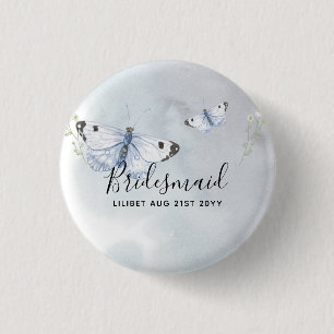 BUDGET Bridesmaid Bridal Party Gifts BUTTERFLIES 3 Cm Round Badge