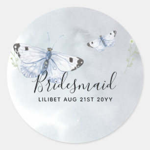 BUDGET Bridesmaid Bridal Party Gifts BUTTERFLIES Classic Round Sticker