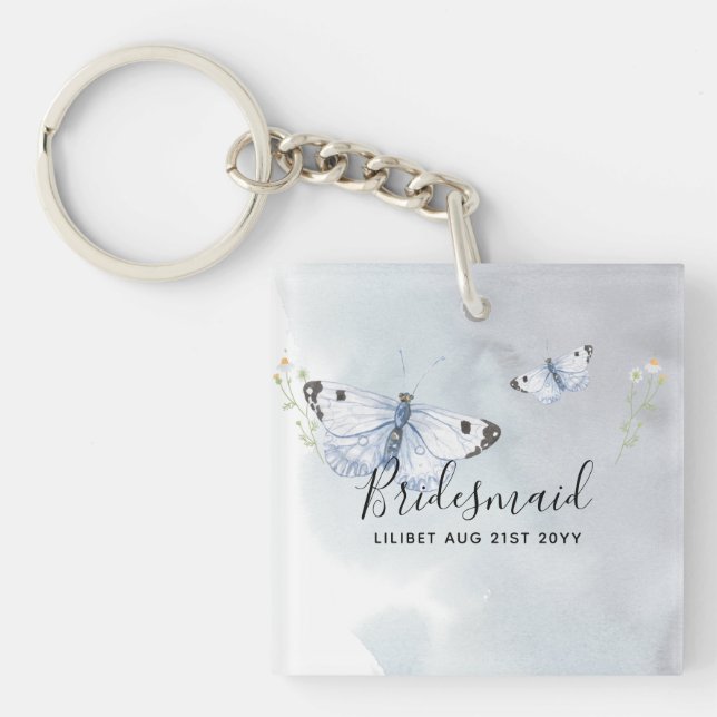 BUDGET Bridesmaid Bridal Party Gifts BUTTERFLIES Key Ring (Front)