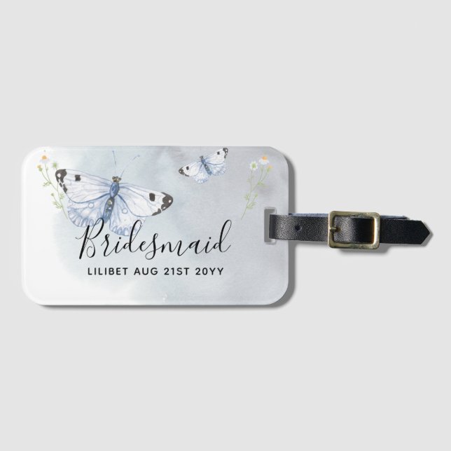 BUDGET Bridesmaid Bridal Party Gifts BUTTERFLIES Luggage Tag (Front Horizontal)
