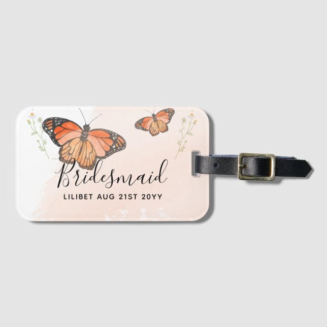 BUDGET Bridesmaid Bridal Party Gifts BUTTERFLIES Luggage Tag (Front Horizontal)
