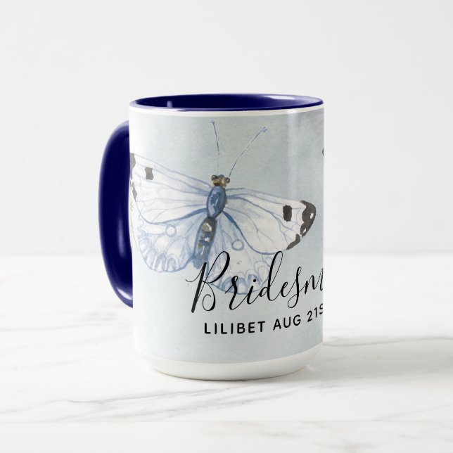 BUDGET Bridesmaid Bridal Party Gifts BUTTERFLIES Mug (Front Left)