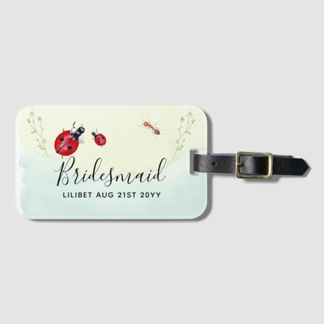 BUDGET Bridesmaid Bridal Party Gifts LADYBUGS Luggage Tag (Front Horizontal)