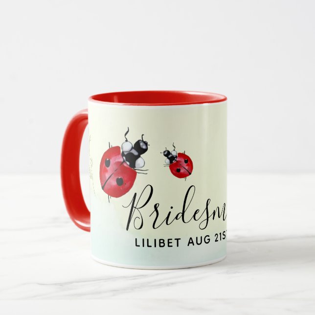 BUDGET Bridesmaid Bridal Party Gifts LADYBUGS Mug (Front Left)
