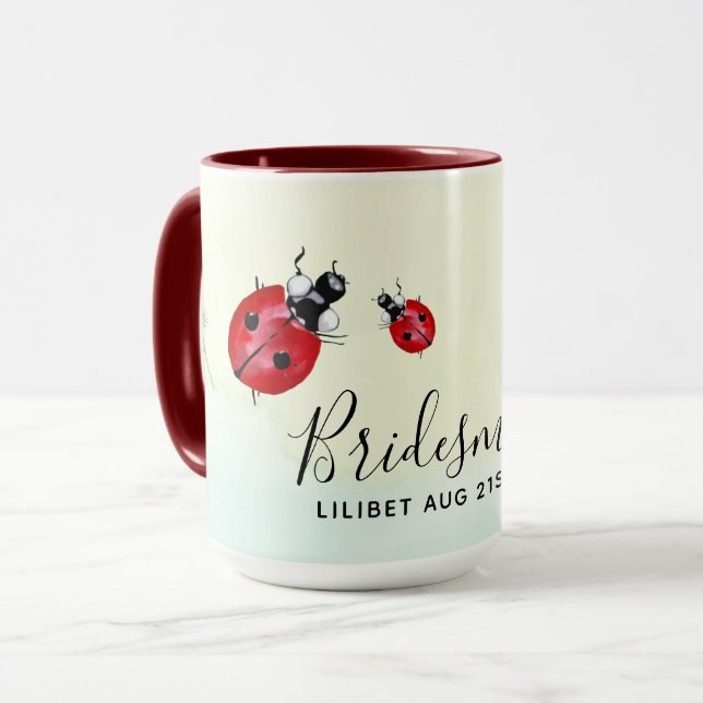 BUDGET Bridesmaid Bridal Party Gifts LADYBUGS Mug (Front Left)