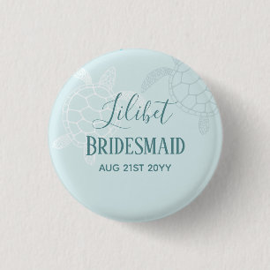 BUDGET Bridesmaid Bridal Party Gifts SEA TURTLES 3 Cm Round Badge