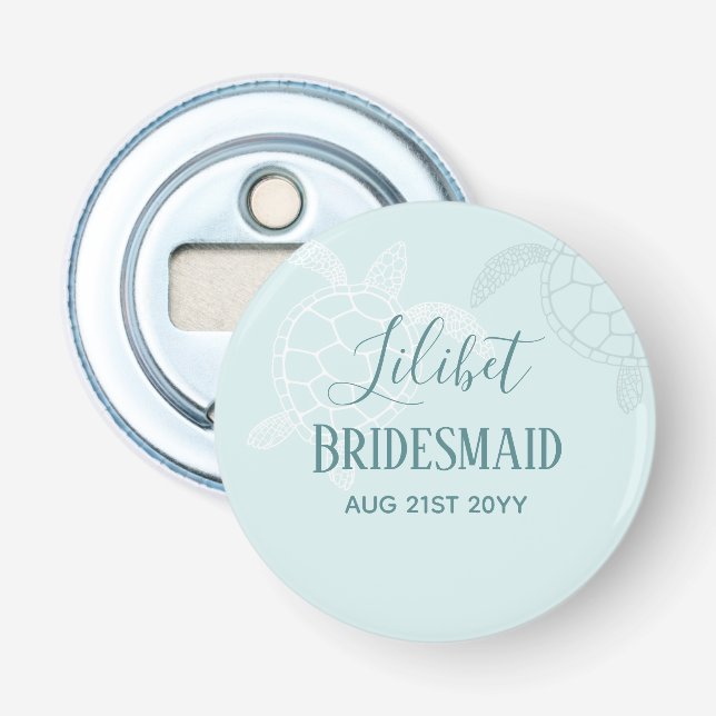 BUDGET Bridesmaid Bridal Party Gifts SEA TURTLES Bottle Opener (Front)