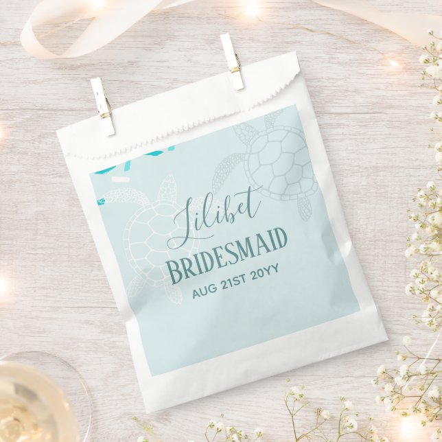 BUDGET Bridesmaid Bridal Party Gifts SEA TURTLES Favour Bags (Clipped)