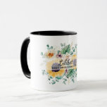 BUDGET Bridesmaid Bridal Party Gifts SUNFLOWERS Mug<br><div class="desc">Add your lines of text to this modern bridal party wedding gift. Pretty rustic watercolor yellow Sunflowers with sage green leaves,  Suitable for ANY member of your bridal party,  ie bridesmaid,  maid of honour,  flower girl,  mother of bride or groom,  grandma of the bride etc.</div>