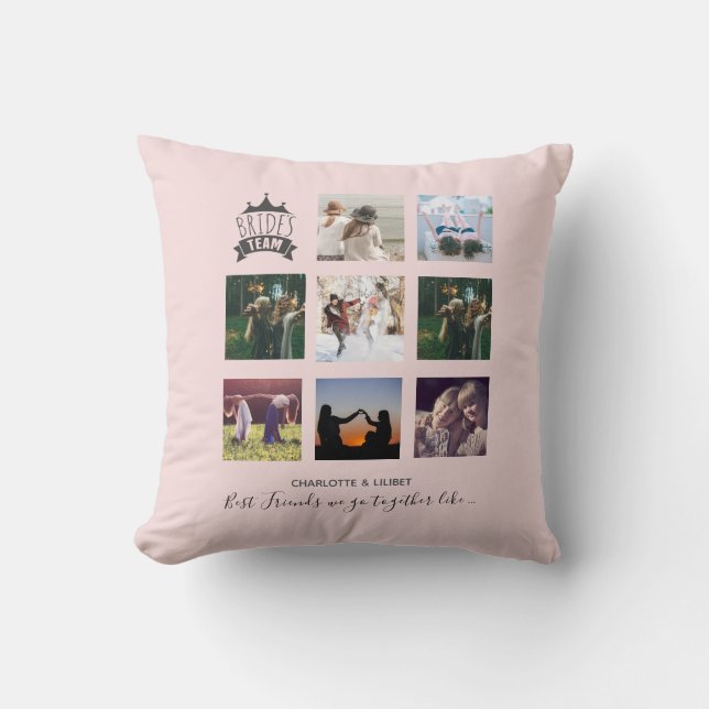 BUDGET Bridesmaid Gifts PHOTO COLLAGE Quotes BFF Cushion (Front)