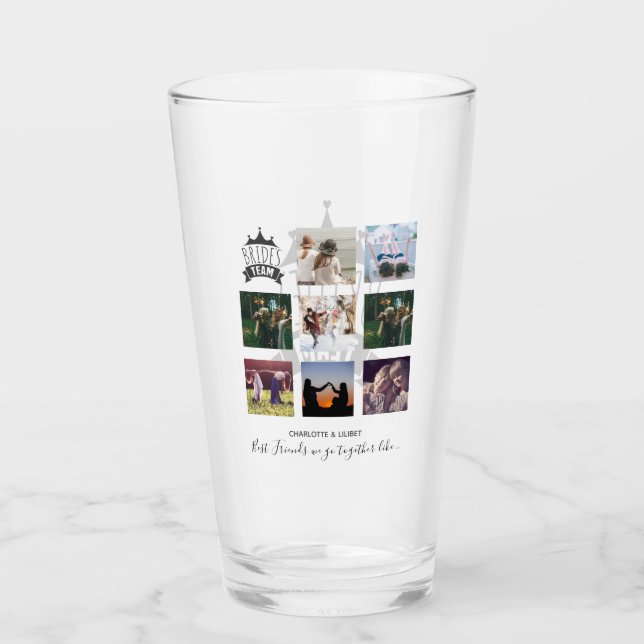 BUDGET Bridesmaid Gifts PHOTO COLLAGE Quotes BFF Glass (Front)