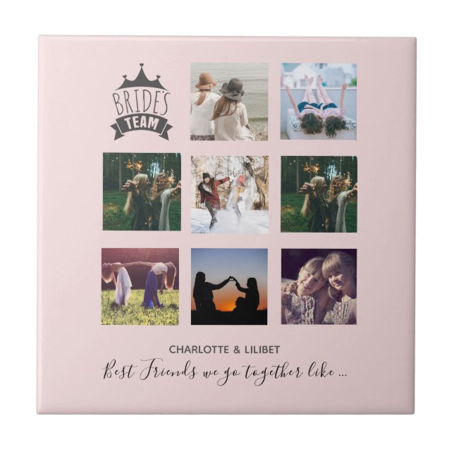 BUDGET Bridesmaid Gifts PHOTO COLLAGE Quotes BFF Tile (Front)