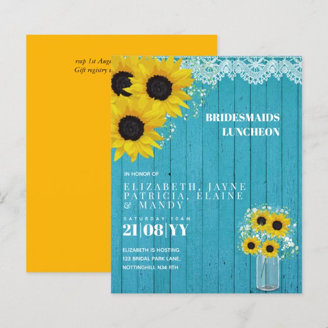 BUDGET Bridesmaids Luncheon Brunch Lunch Floral (Front/Back)