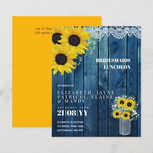 BUDGET Bridesmaids Luncheon Brunch Lunch Floral (Front/Back)