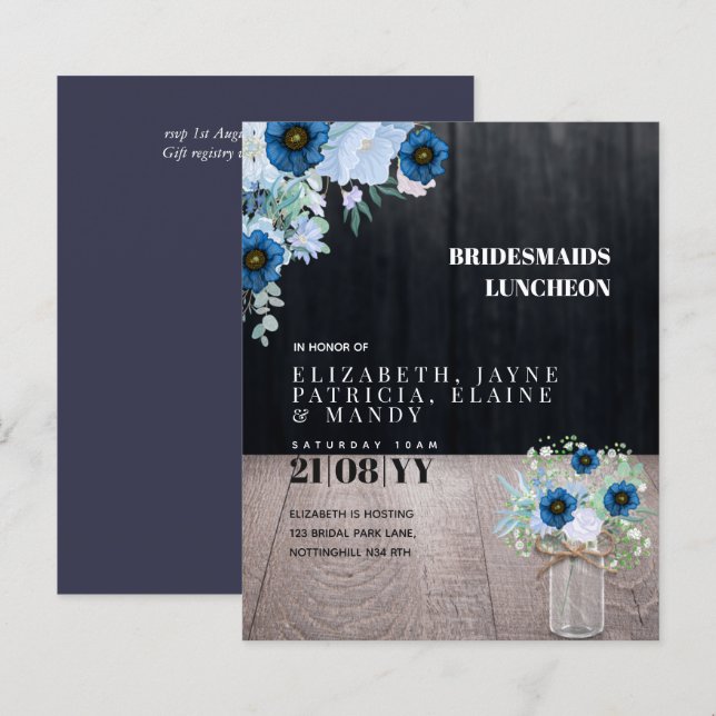 BUDGET Bridesmaids Luncheon Brunch Lunch Floral (Front/Back)